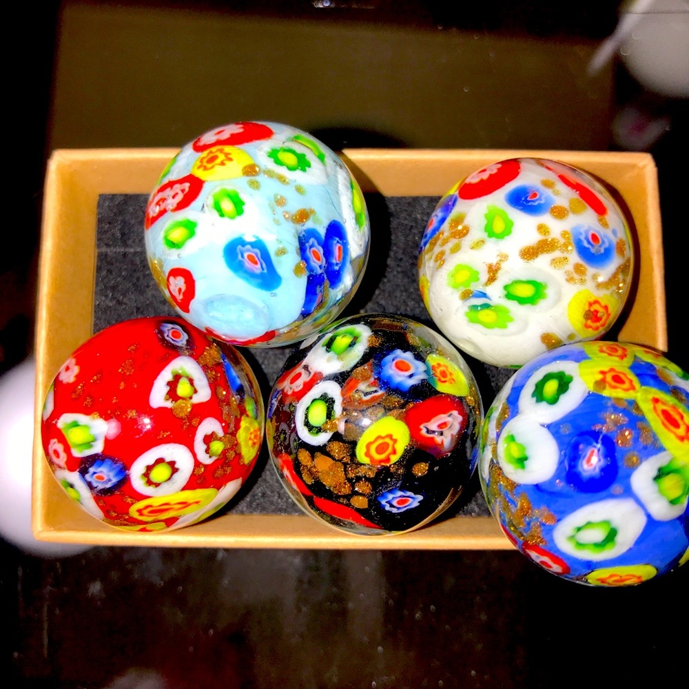 Millefiori 5 different colors murano handmade marb